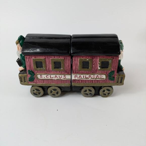 Omnibus Santa Clause Train Sugar Creamer Set Fitz & Floyd 1993 Christmas Vintage - Picture 1 of 16